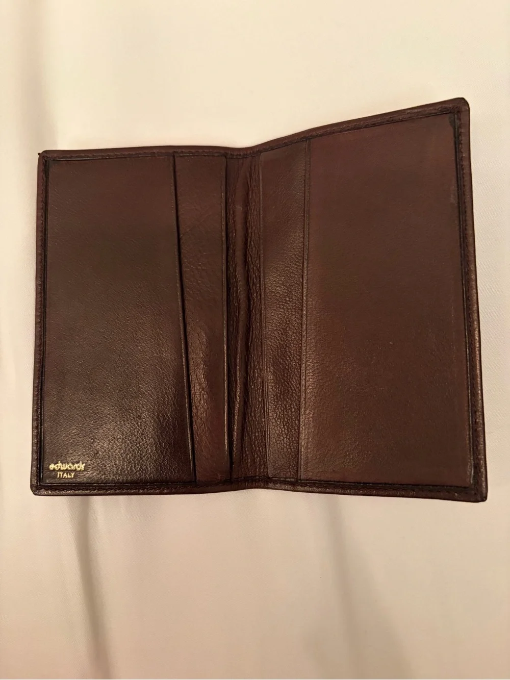 Vintage Brown Leather Edwards Italy Bi-Fold Card Wallet